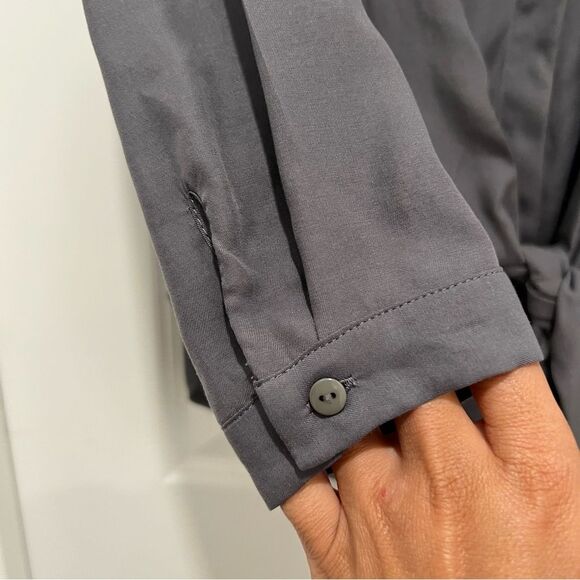 Anthropologie | Maeve Gray Tuesday Tie Front Blouse Women's Sz. XS 100% Tencel - Picture 6 of 12